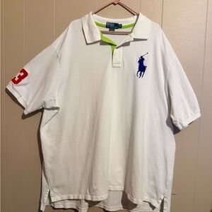 VTG RALPH LAUREN Polo Big Pony 4XL Short Sleeve Shirt White Golf Vintage *Flawed